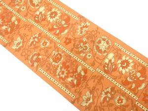 唐花模様織り出し　名古屋帯